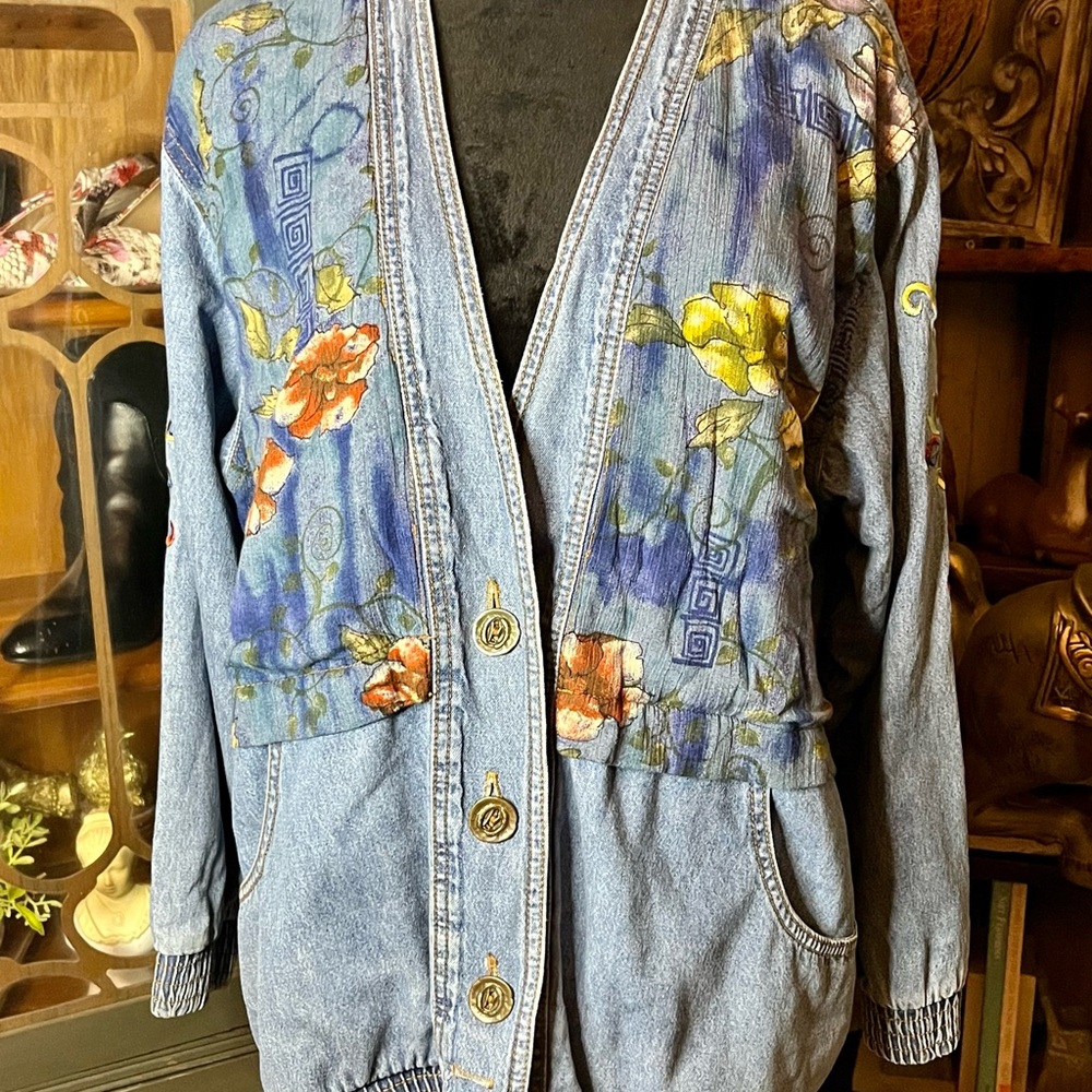 Floral Denim Jacket Vintage Boho